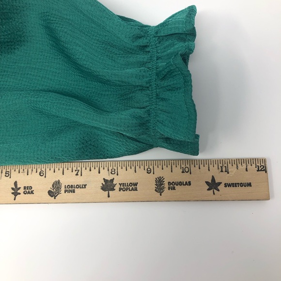 Monteau Los Angeles Green Blouse Faux Wrap Elastic Waist Size Large - Picture 9 of 9